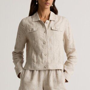 Quince European Linen Jacket Womens XL Beige Trucker Coastal Sustainable